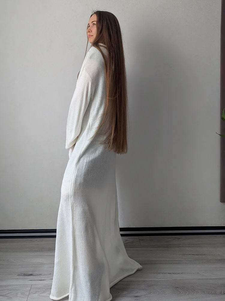 MiuKoMiYa Oversized Thin Long Cardigans Women Summer Long Sleeve Knitted Outerwear Hollow Thin Cardigans For Women Summer 2025