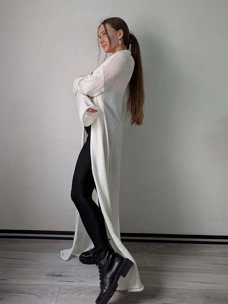 MiuKoMiYa Oversized Thin Long Cardigans Women Summer Long Sleeve Knitted Outerwear Hollow Thin Cardigans For Women Summer 2025