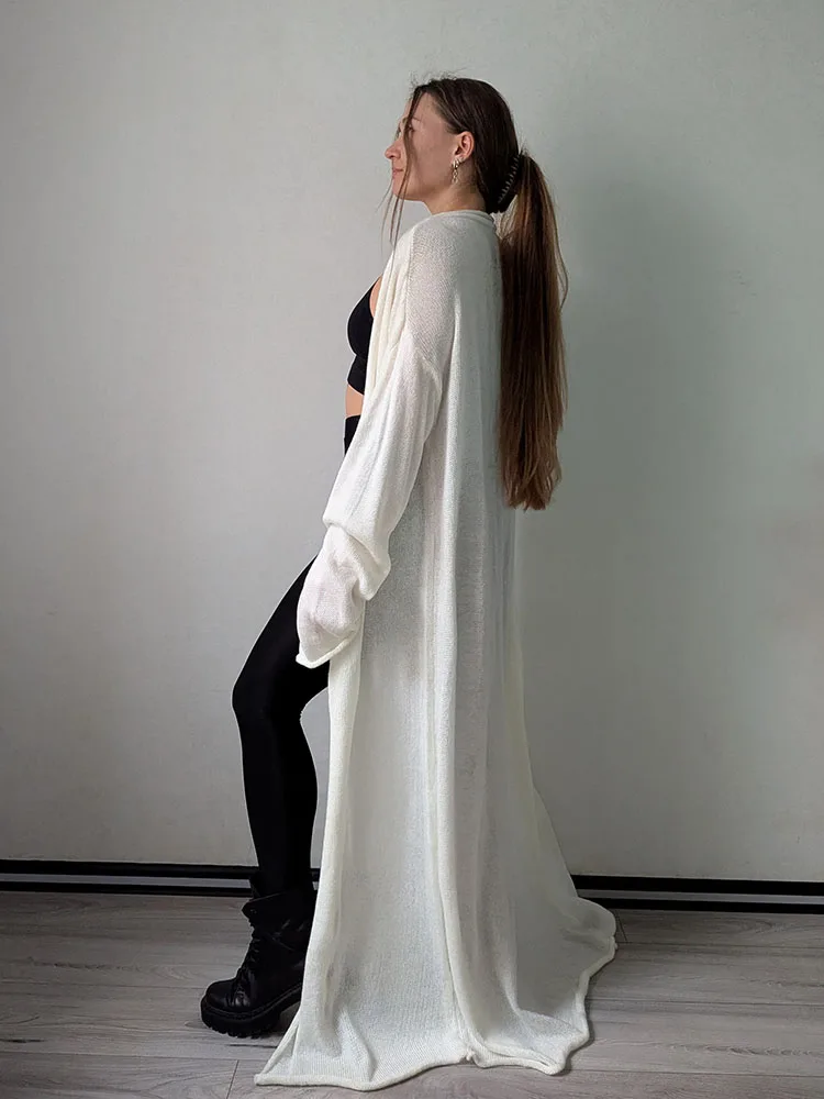 MiuKoMiYa Oversized Thin Long Cardigans Women Summer Long Sleeve Knitted Outerwear Hollow Thin Cardigans For Women Summer 2025