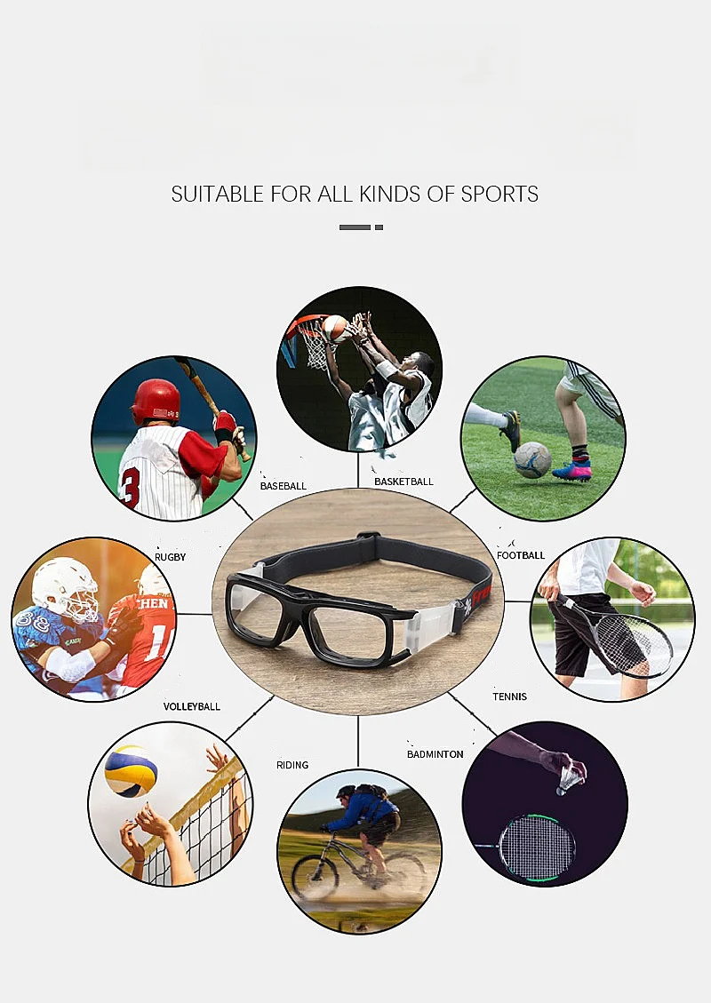 Men's Sports Glasses New Style Anti-impact And Anti-collision Basketball And Football Goggles Frame Optical Prescription Glasses