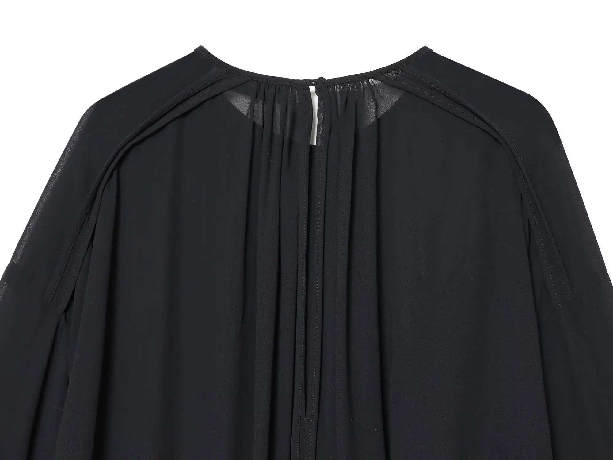 2027 Spring Autumn Women's Vintage Loose Oversized Ruffles Tierred Shirts Lady Elegant Black Brown O-neck Street Layered Blouses