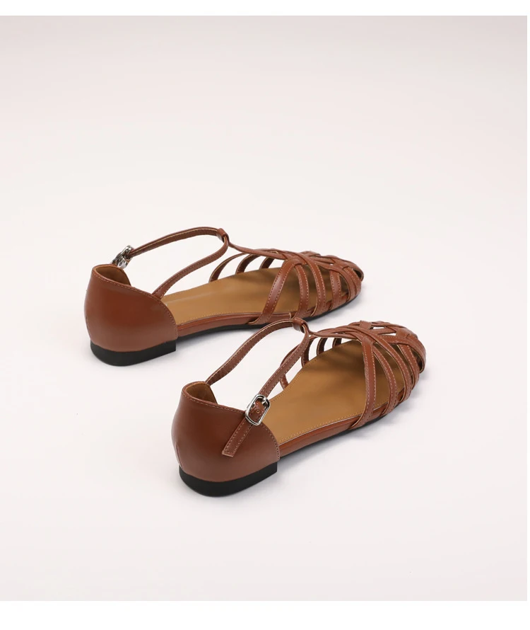 ZAROY Summer Cross Strap Flat Sandals Women Round Toe Ankle Buckle Hollow Casual Roman Sandalia Zapatos De Mujer сандали