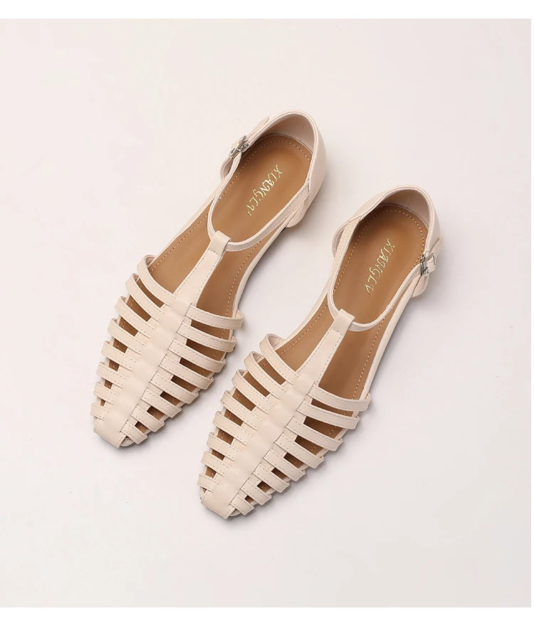 ZAROY Summer Cross Strap Flat Sandals Women Round Toe Ankle Buckle Hollow Casual Roman Sandalia Zapatos De Mujer сандали