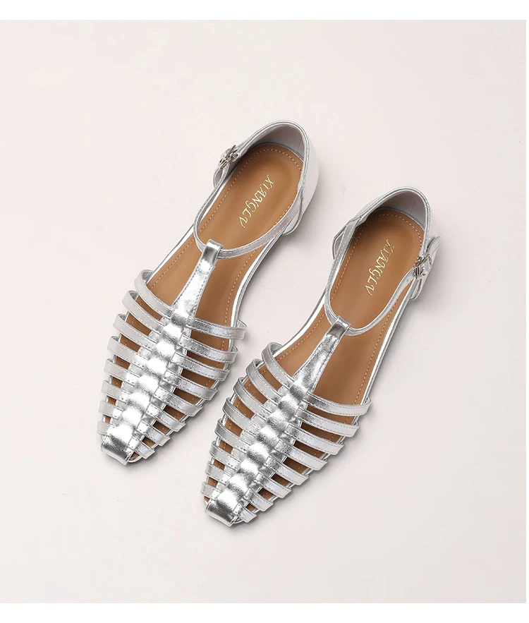 ZAROY Summer Cross Strap Flat Sandals Women Round Toe Ankle Buckle Hollow Casual Roman Sandalia Zapatos De Mujer сандали