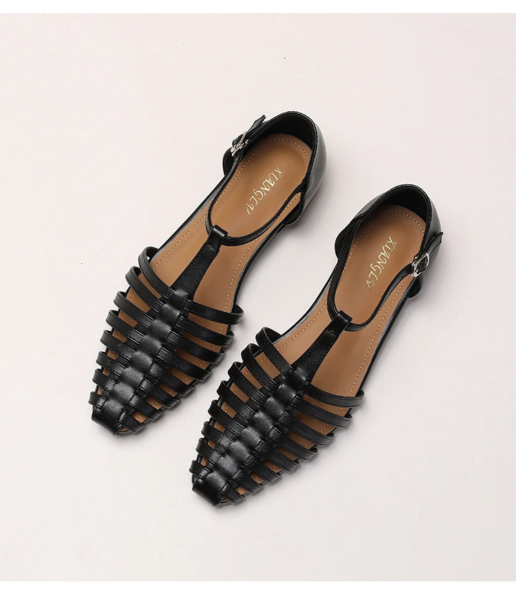 ZAROY Summer Cross Strap Flat Sandals Women Round Toe Ankle Buckle Hollow Casual Roman Sandalia Zapatos De Mujer сандали