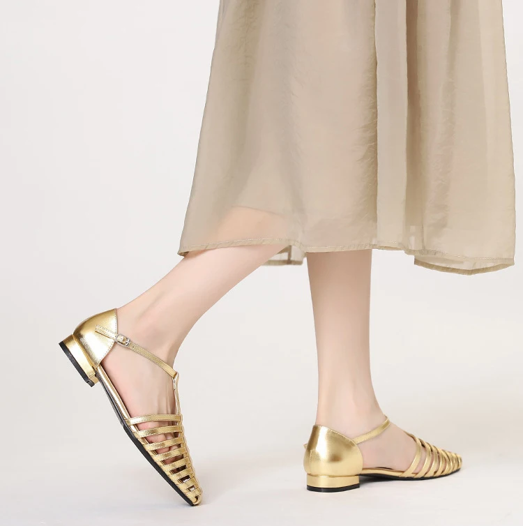 ZAROY Summer Cross Strap Flat Sandals Women Round Toe Ankle Buckle Hollow Casual Roman Sandalia Zapatos De Mujer сандали