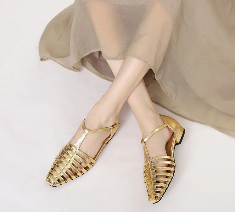 ZAROY Summer Cross Strap Flat Sandals Women Round Toe Ankle Buckle Hollow Casual Roman Sandalia Zapatos De Mujer сандали