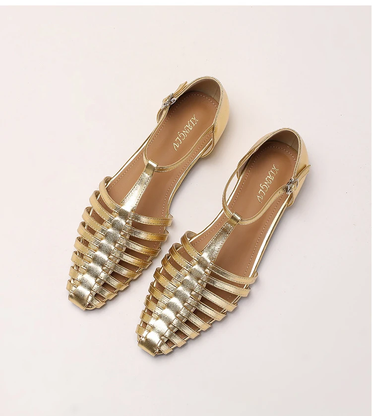 ZAROY Summer Cross Strap Flat Sandals Women Round Toe Ankle Buckle Hollow Casual Roman Sandalia Zapatos De Mujer сандали