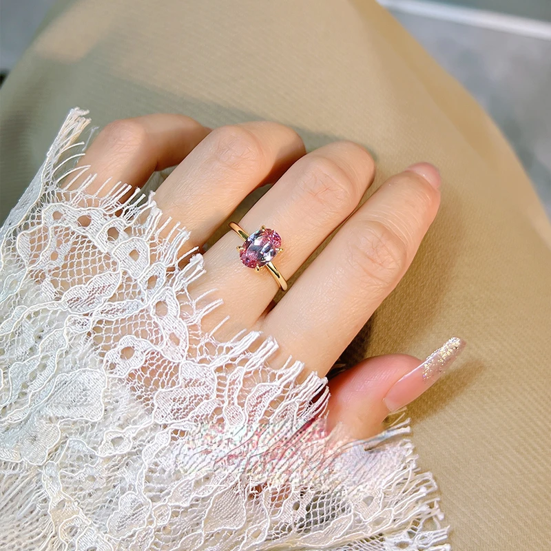 Afghan Dreamy Pink Tourmaline 925 Silver Ring Pigeon Egg Minimalist Ins Style Light Luxury Daily Fairy