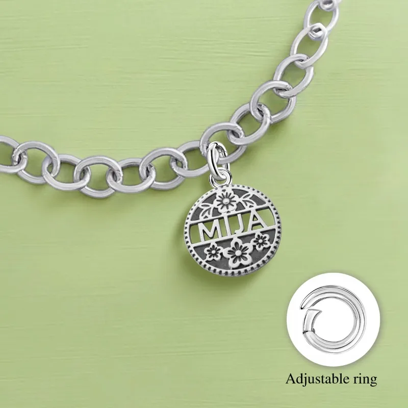 Adjustable 925 Sterling Silver Vintage Pendants Love Letter Daisy Scroll Charms Beads Fit Original Bracelet Necklace DIY Jewelry