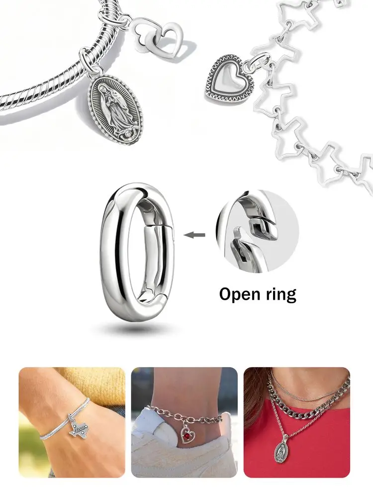 Adjustable 925 Sterling Silver Vintage Pendants Love Letter Daisy Scroll Charms Beads Fit Original Bracelet Necklace DIY Jewelry