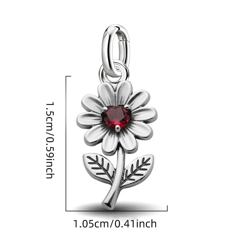Adjustable 925 Sterling Silver Vintage Pendants Love Letter Daisy Scroll Charms Beads Fit Original Bracelet Necklace DIY Jewelry