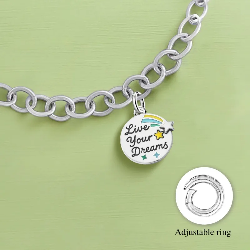 Adjustable 925 Sterling Silver Vintage Pendants Love Letter Daisy Scroll Charms Beads Fit Original Bracelet Necklace DIY Jewelry