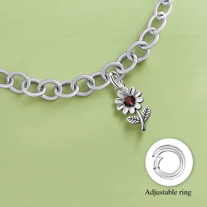 Adjustable 925 Sterling Silver Vintage Pendants Love Letter Daisy Scroll Charms Beads Fit Original Bracelet Necklace DIY Jewelry