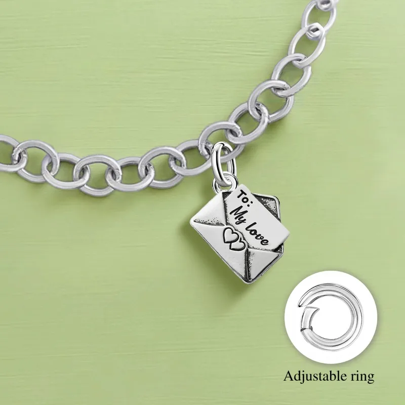 Adjustable 925 Sterling Silver Vintage Pendants Love Letter Daisy Scroll Charms Beads Fit Original Bracelet Necklace DIY Jewelry