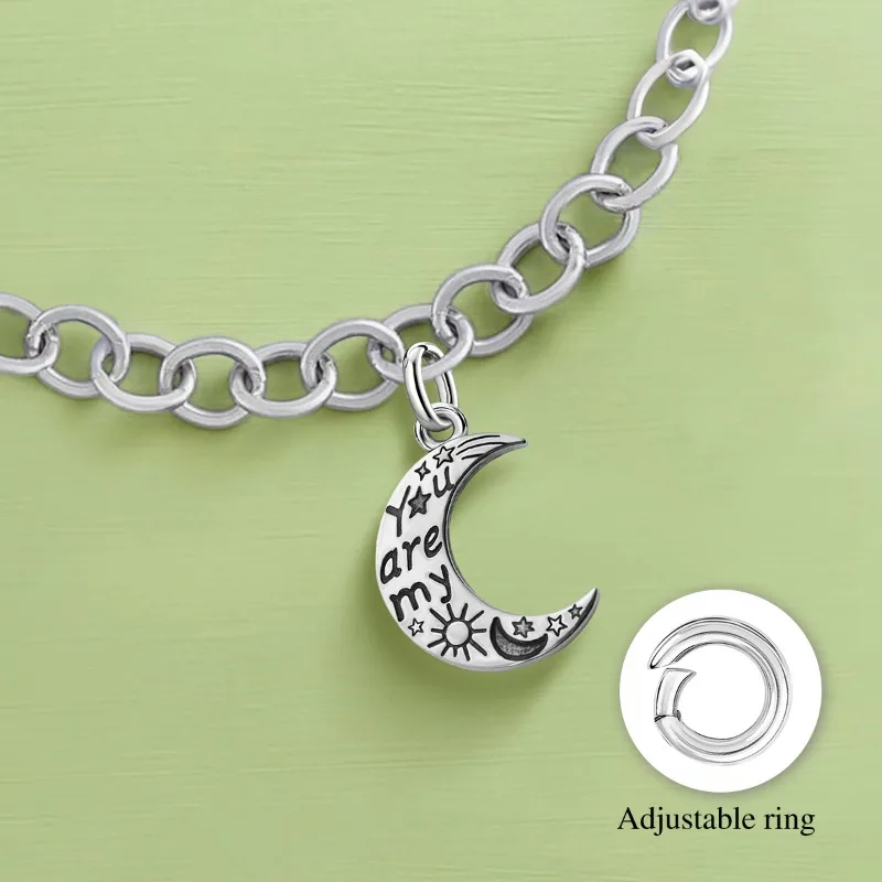 Adjustable 925 Sterling Silver Vintage Pendants Love Letter Daisy Scroll Charms Beads Fit Original Bracelet Necklace DIY Jewelry