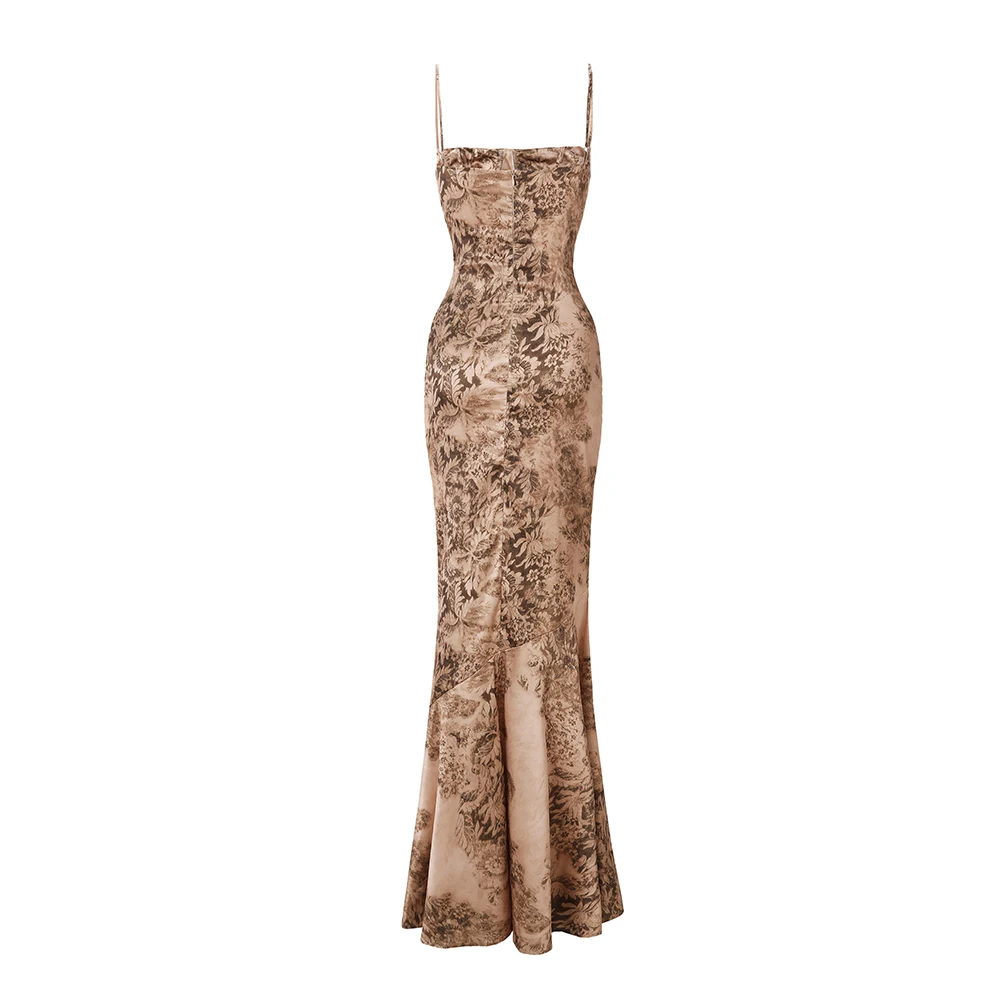 Suninhesrt Luxury Dresses for Woman Party Elegant Strappy Maxi Leopard Print Dress Soft Mermaid Beach Evening Dresses Ladies