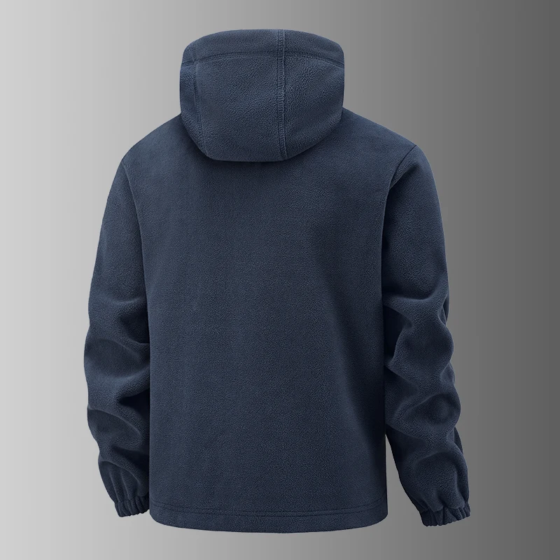 2025 Fleece Men's Coat Thickened Warm Windproof Loose Outdoor Collar Fleece Hooded Jacket Norwegian Printed Good Soldier