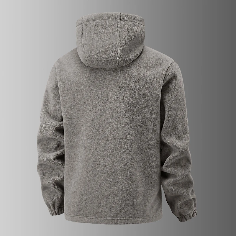 2025 Fleece Men's Coat Thickened Warm Windproof Loose Outdoor Collar Fleece Hooded Jacket Norwegian Printed Good Soldier
