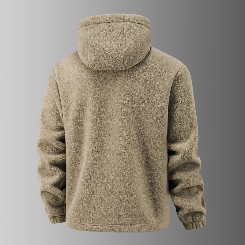 2025 Fleece Men's Coat Thickened Warm Windproof Loose Outdoor Collar Fleece Hooded Jacket Norwegian Printed Good Soldier