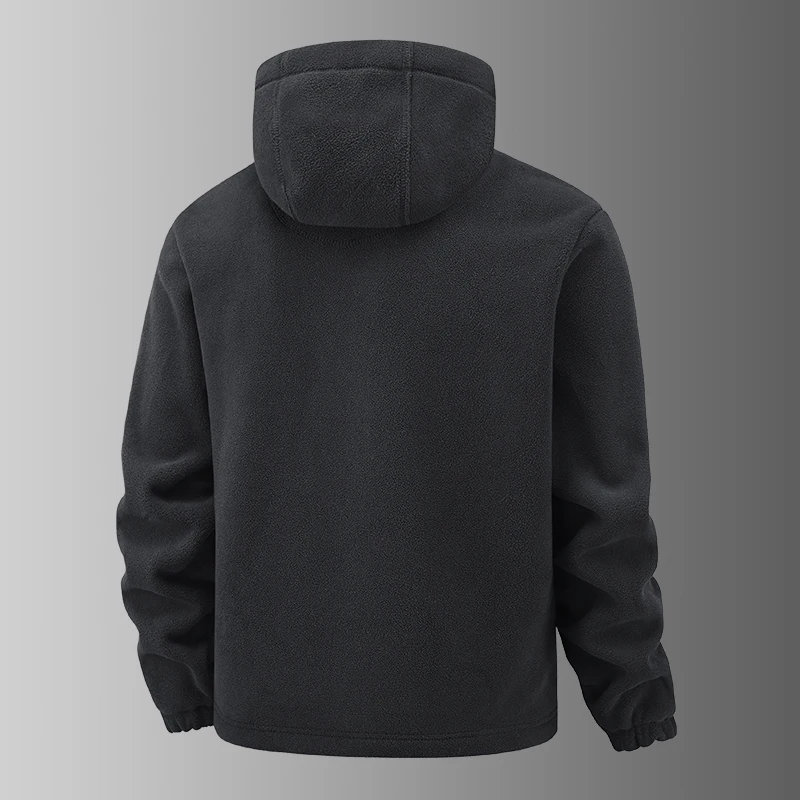 2025 Fleece Men's Coat Thickened Warm Windproof Loose Outdoor Collar Fleece Hooded Jacket Norwegian Printed Good Soldier