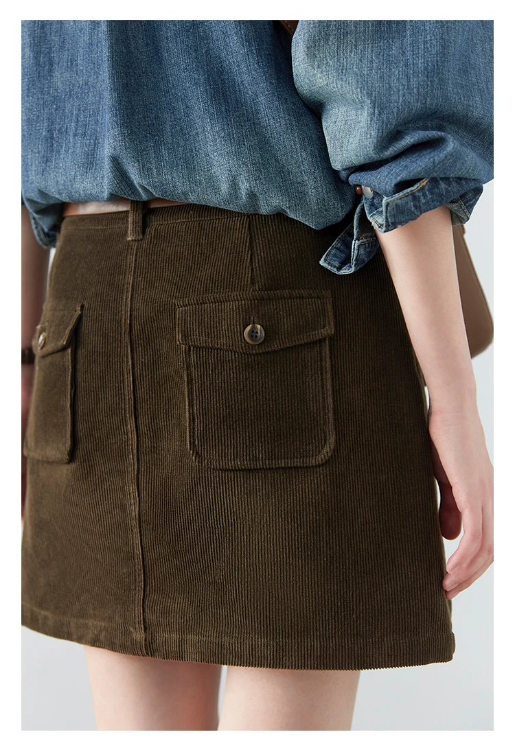 CHIC VEN Women Skirts Casual A Line New Retro High Waisted Corduroy Half Skirt Pit Stripe Office Ladies Skirt Spring Autumn 2025