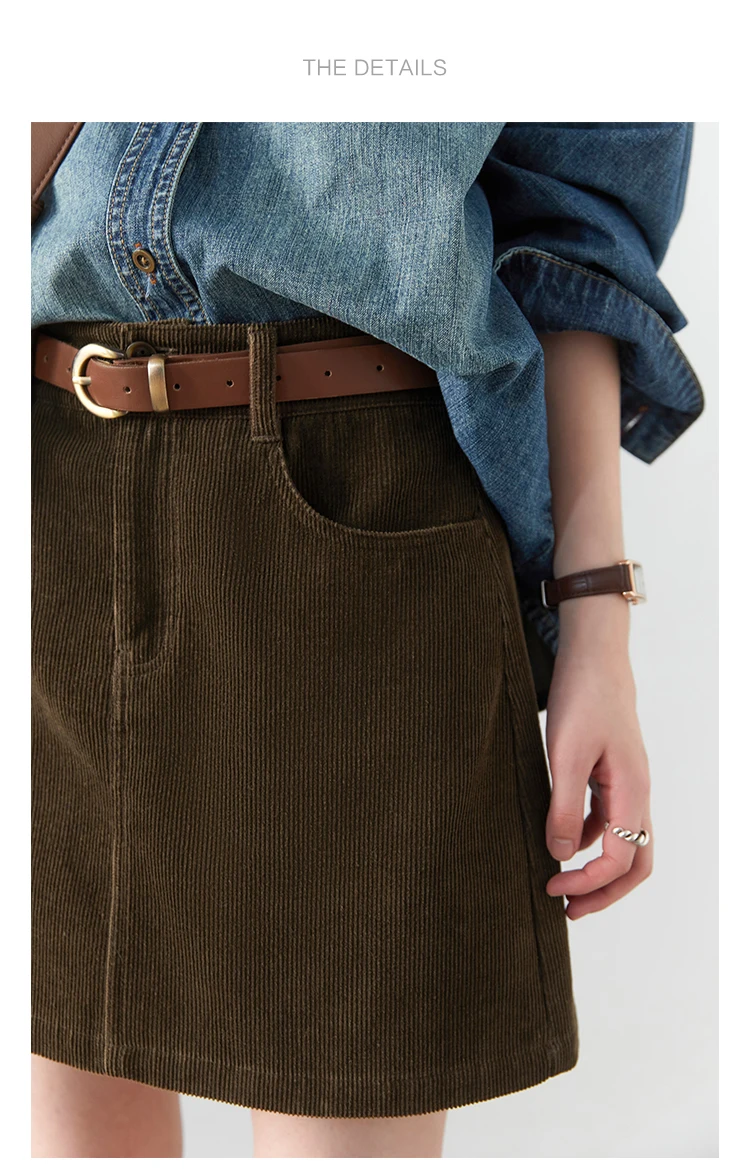 CHIC VEN Women Skirts Casual A Line New Retro High Waisted Corduroy Half Skirt Pit Stripe Office Ladies Skirt Spring Autumn 2025
