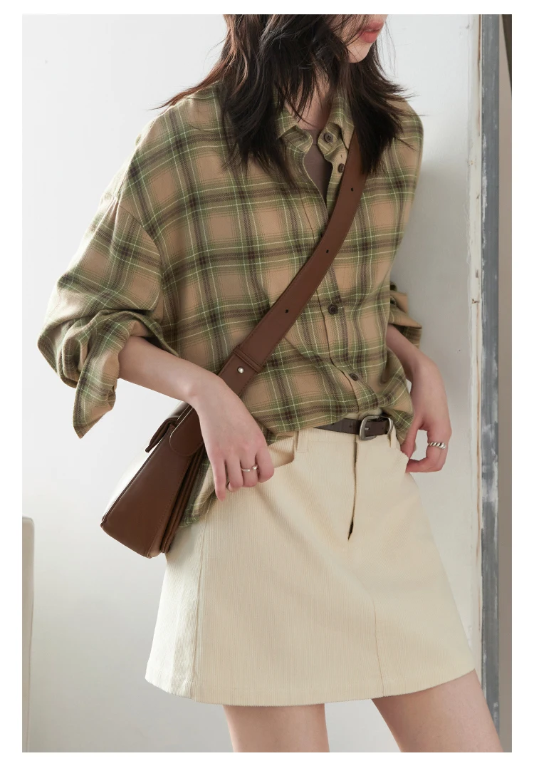 CHIC VEN Women Skirts Casual A Line New Retro High Waisted Corduroy Half Skirt Pit Stripe Office Ladies Skirt Spring Autumn 2025