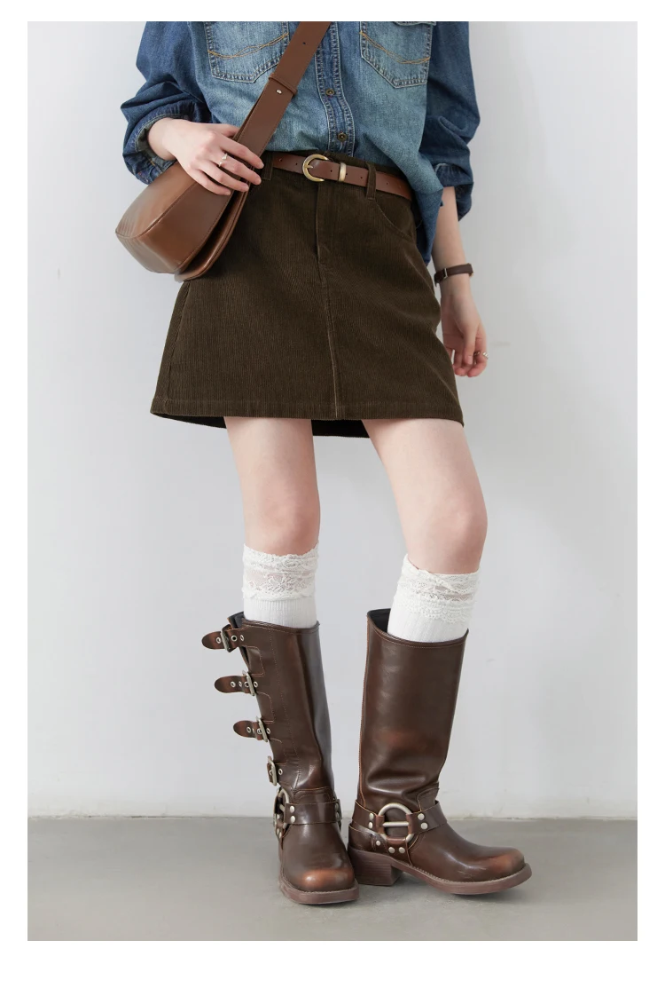 CHIC VEN Women Skirts Casual A Line New Retro High Waisted Corduroy Half Skirt Pit Stripe Office Ladies Skirt Spring Autumn 2025