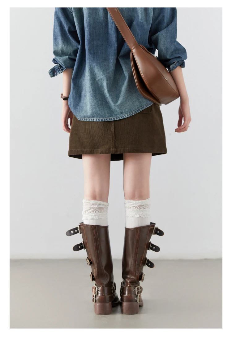 CHIC VEN Women Skirts Casual A Line New Retro High Waisted Corduroy Half Skirt Pit Stripe Office Ladies Skirt Spring Autumn 2025