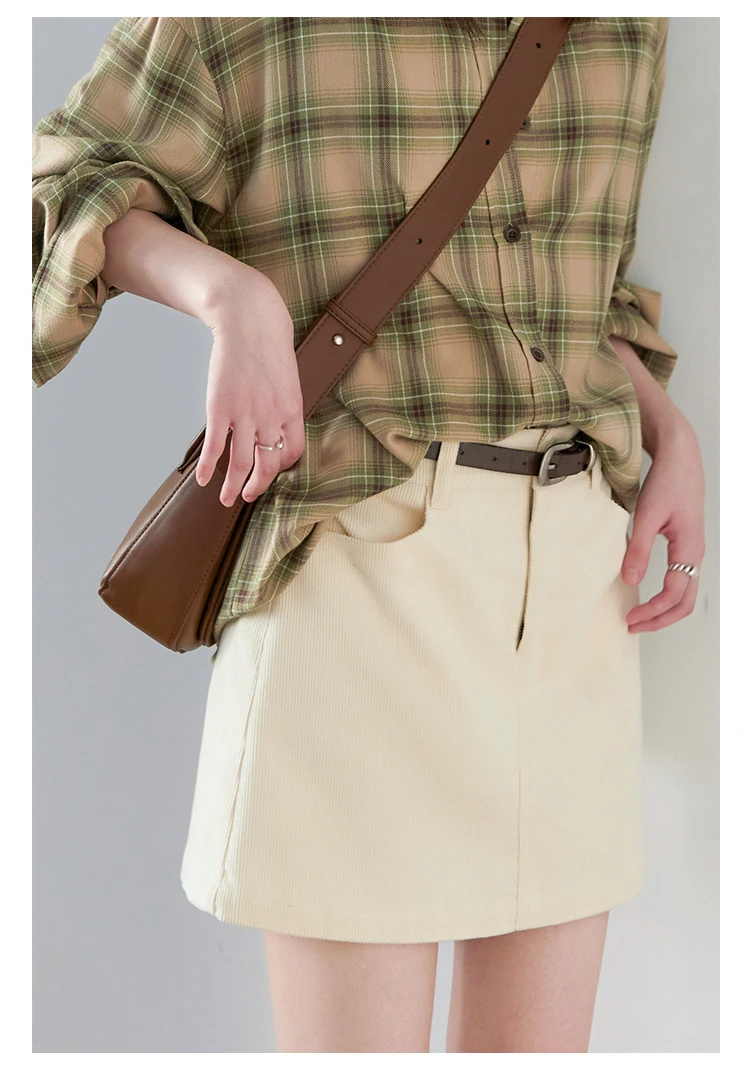 CHIC VEN Women Skirts Casual A Line New Retro High Waisted Corduroy Half Skirt Pit Stripe Office Ladies Skirt Spring Autumn 2025