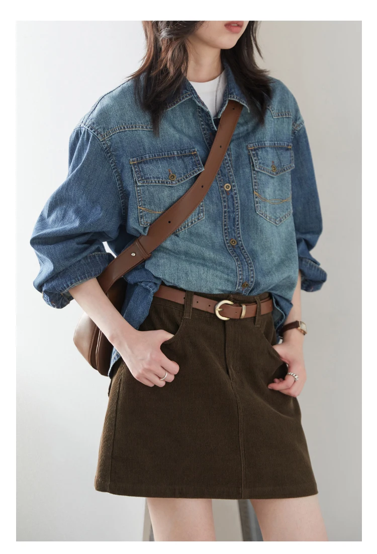 CHIC VEN Women Skirts Casual A Line New Retro High Waisted Corduroy Half Skirt Pit Stripe Office Ladies Skirt Spring Autumn 2025