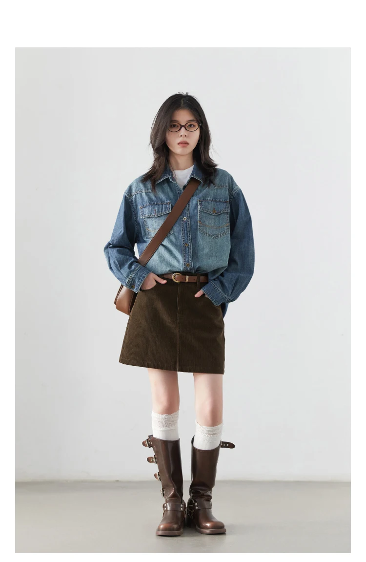 CHIC VEN Women Skirts Casual A Line New Retro High Waisted Corduroy Half Skirt Pit Stripe Office Ladies Skirt Spring Autumn 2025