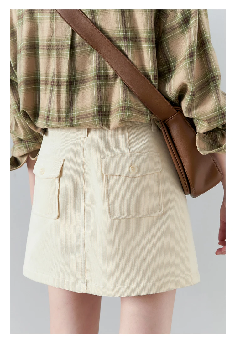 CHIC VEN Women Skirts Casual A Line New Retro High Waisted Corduroy Half Skirt Pit Stripe Office Ladies Skirt Spring Autumn 2025