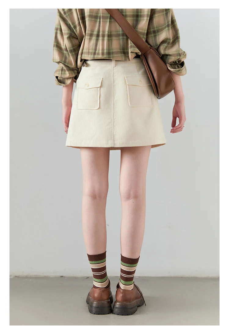 CHIC VEN Women Skirts Casual A Line New Retro High Waisted Corduroy Half Skirt Pit Stripe Office Ladies Skirt Spring Autumn 2025