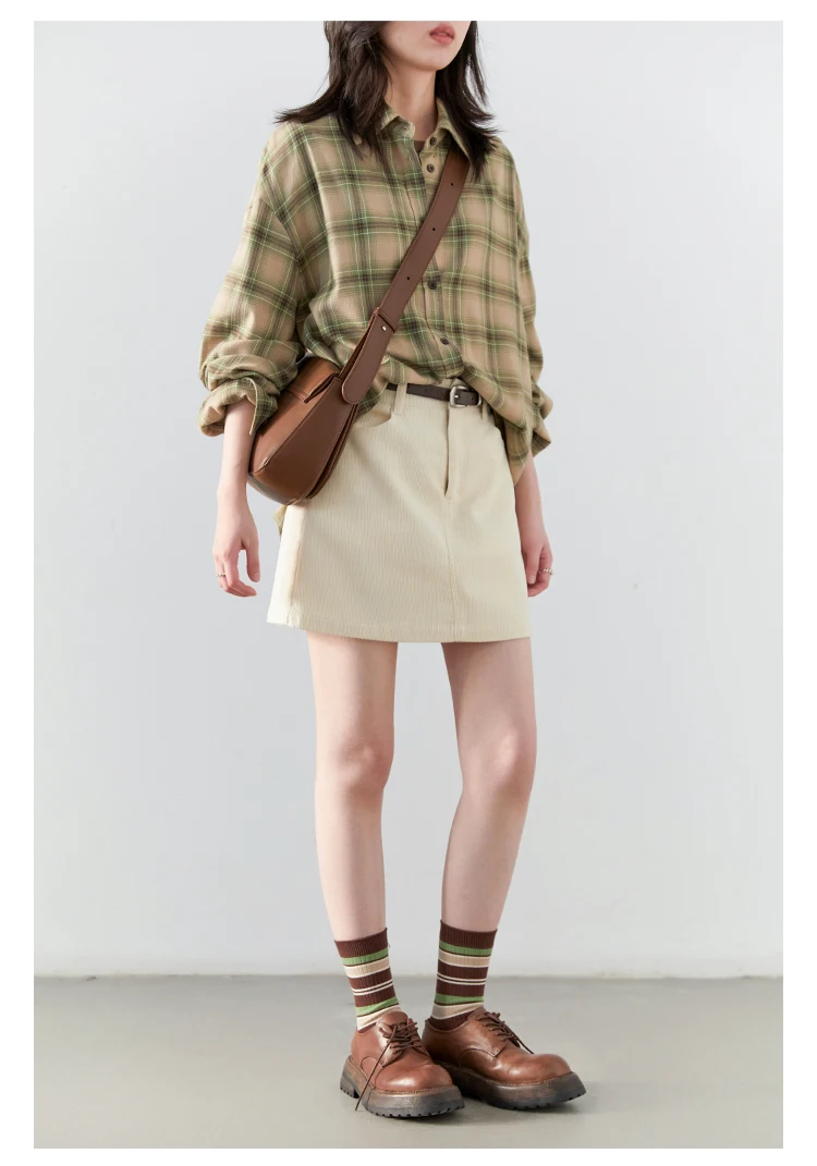 CHIC VEN Women Skirts Casual A Line New Retro High Waisted Corduroy Half Skirt Pit Stripe Office Ladies Skirt Spring Autumn 2025