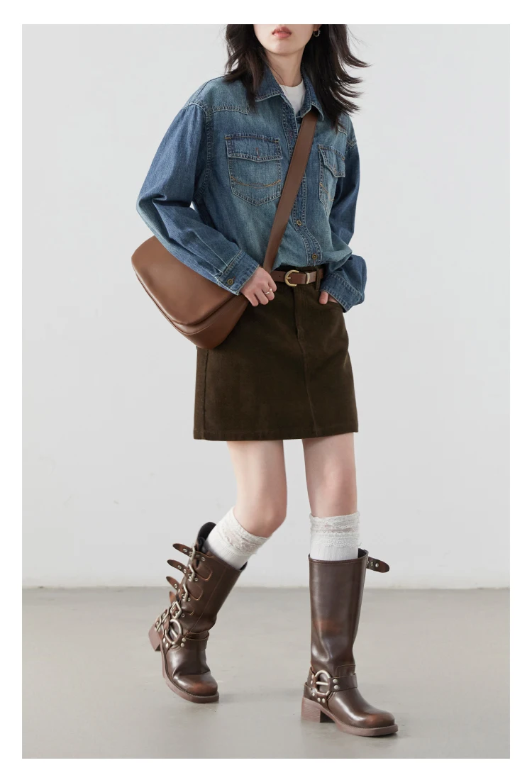 CHIC VEN Women Skirts Casual A Line New Retro High Waisted Corduroy Half Skirt Pit Stripe Office Ladies Skirt Spring Autumn 2025