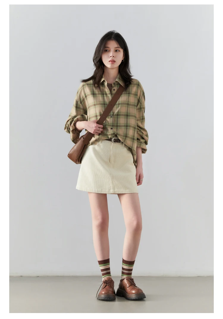 CHIC VEN Women Skirts Casual A Line New Retro High Waisted Corduroy Half Skirt Pit Stripe Office Ladies Skirt Spring Autumn 2025