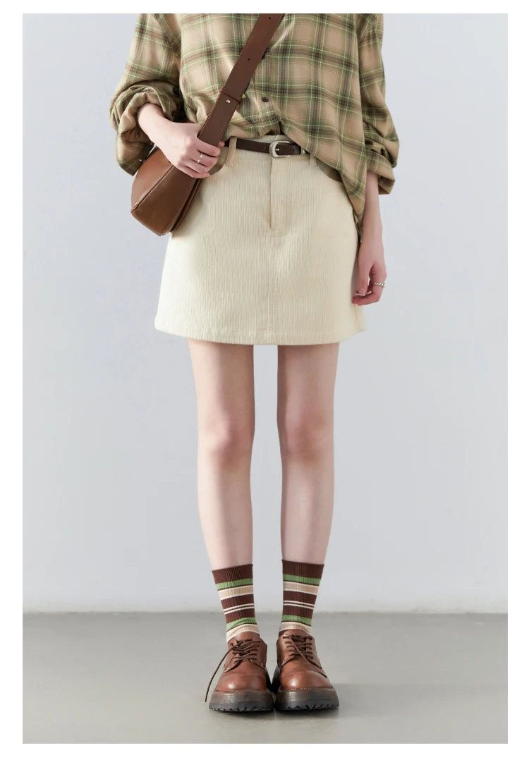 CHIC VEN Women Skirts Casual A Line New Retro High Waisted Corduroy Half Skirt Pit Stripe Office Ladies Skirt Spring Autumn 2025