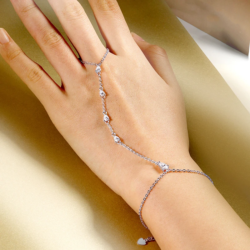 Smyoue Pear Cut Genuine Moissanite Bracelets for Women Girls Luxury Chain Lab Diamond S925 Sterling Silver Plated 18K Jewelry