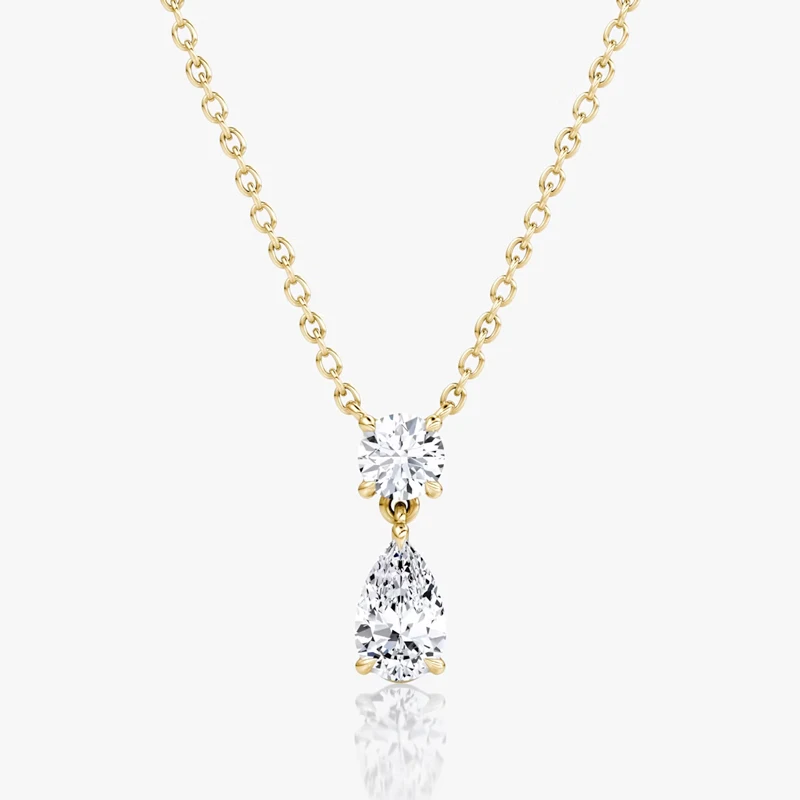 Lnkry Exquisite 2.5ct Pear Cut Moissanite Necklace For Women Clear Two-stone Pendant Necklaces 14k Gold Filled Neck Jewelry