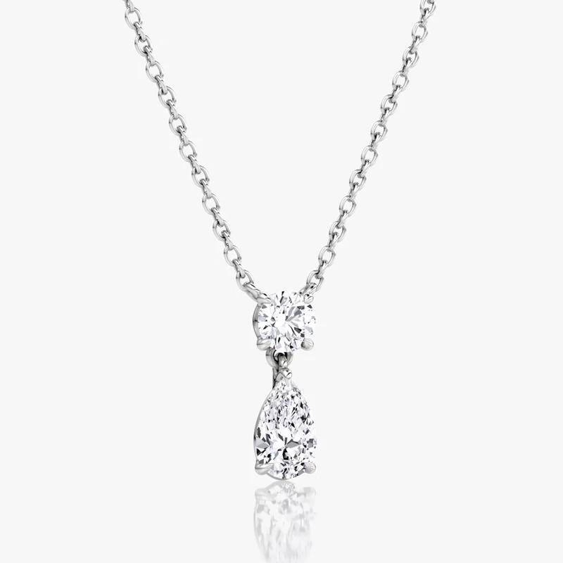 Lnkry Exquisite 2.5ct Pear Cut Moissanite Necklace For Women Clear Two-stone Pendant Necklaces 14k Gold Filled Neck Jewelry
