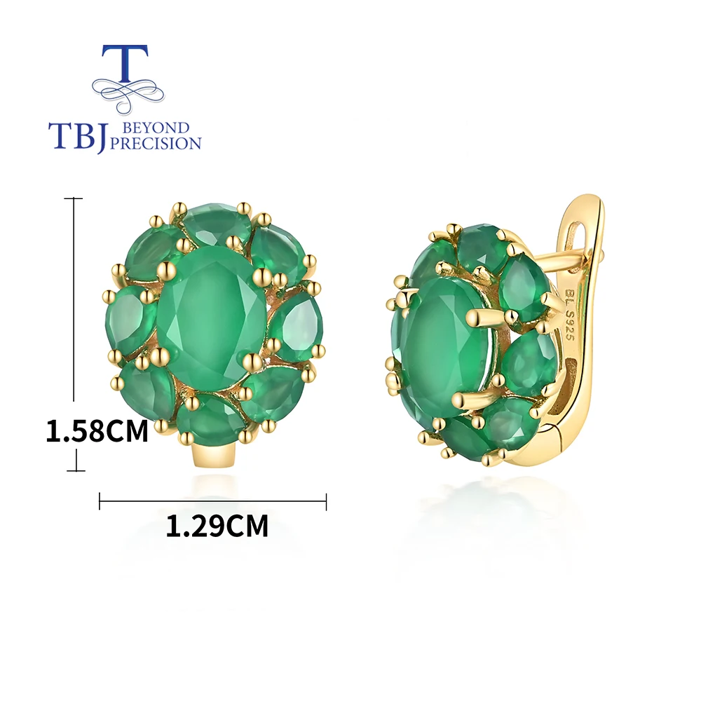 Summer natural green agate earrings for women and girl Elegant and noble 925 sterling silver fine jewelry gifts