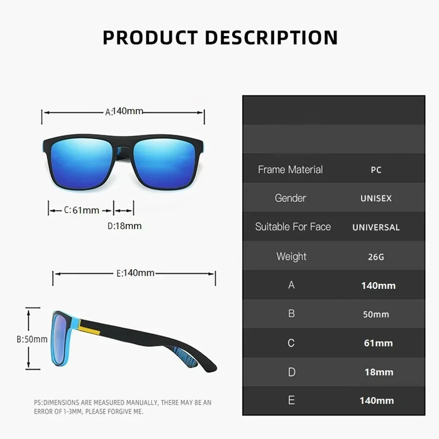 42PCS Fashion Vintage Square Sunglasses Men Women Fishing Driving Man Luxury Brand Designer Sun Glasses Retro Eyewear
