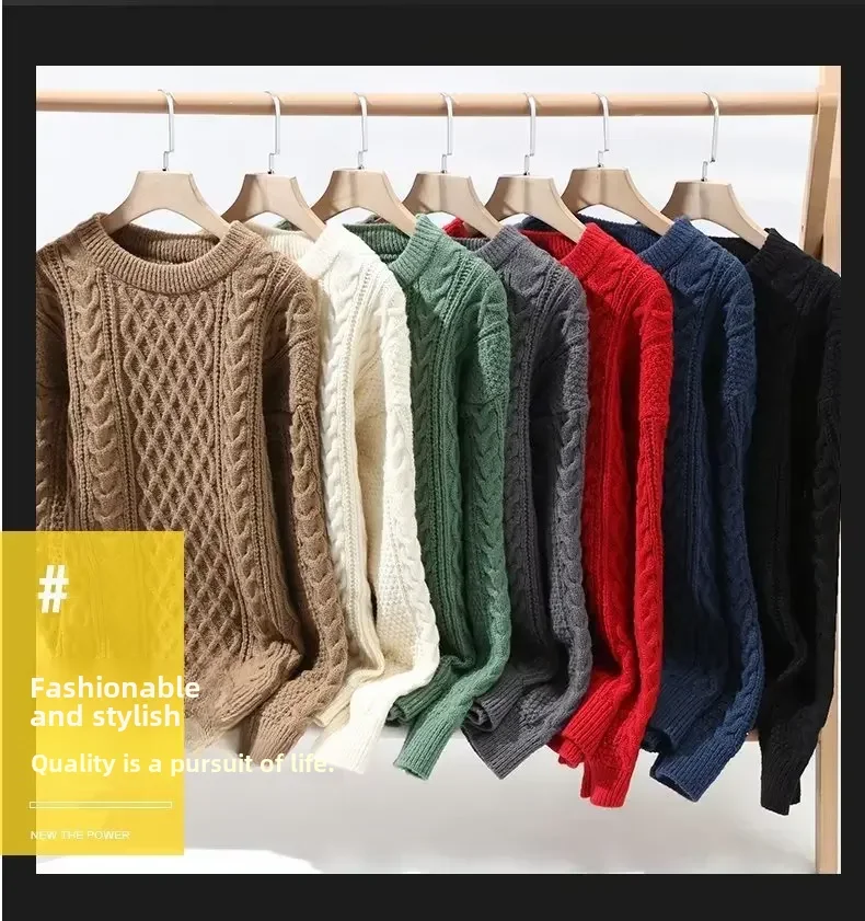 Trendy Knitted Sweater For Men Casual Round Neck Pullover Male Knitted Soft Fall Winter Fashion Long Sleeve Mens Kntwear Outwear