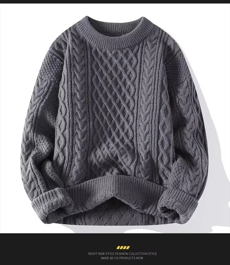 Trendy Knitted Sweater For Men Casual Round Neck Pullover Male Knitted Soft Fall Winter Fashion Long Sleeve Mens Kntwear Outwear