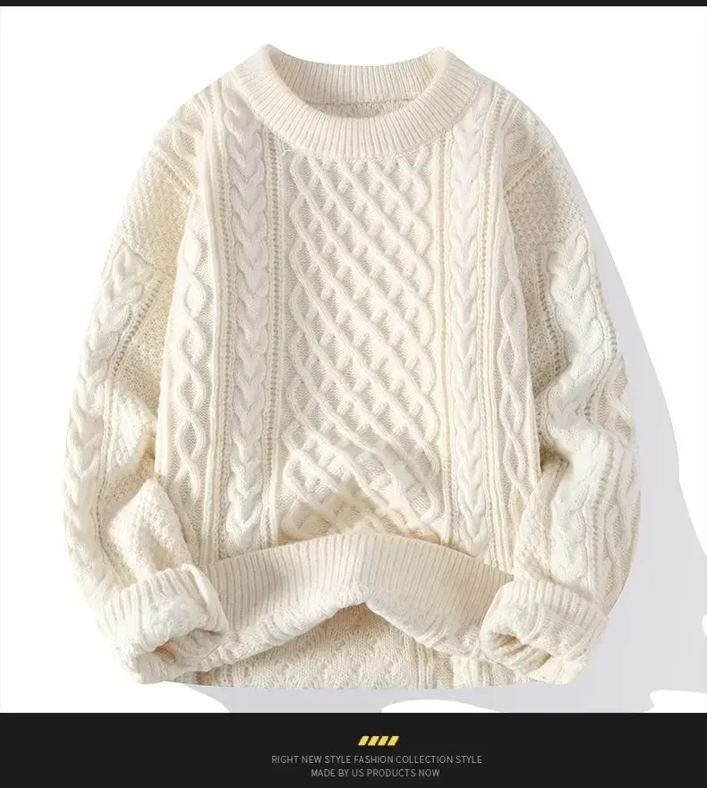 Trendy Knitted Sweater For Men Casual Round Neck Pullover Male Knitted Soft Fall Winter Fashion Long Sleeve Mens Kntwear Outwear