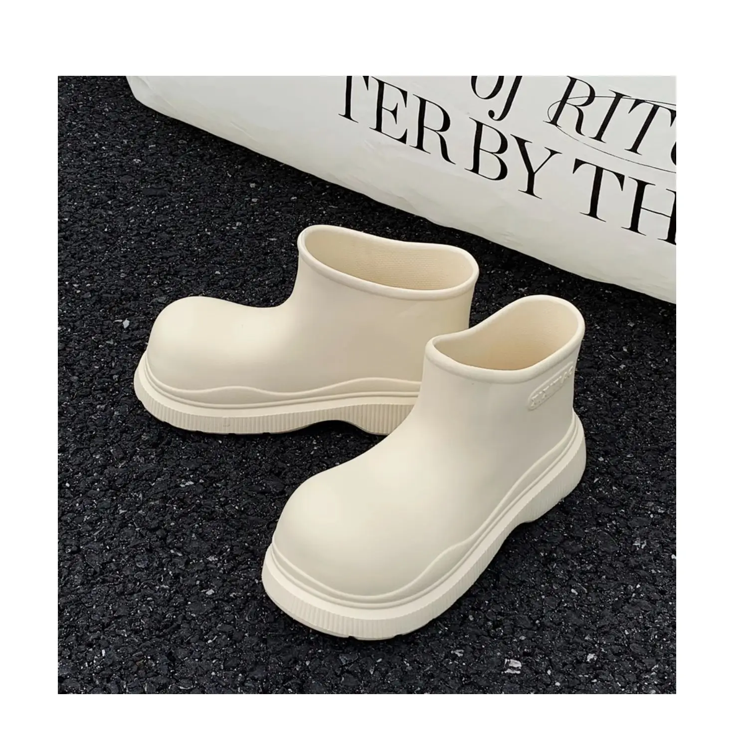 Rubber Boots For Women Waterproof Boots Short Barrel Loose Water Shoes Thick Bottom Ankle Women's Rain Boots