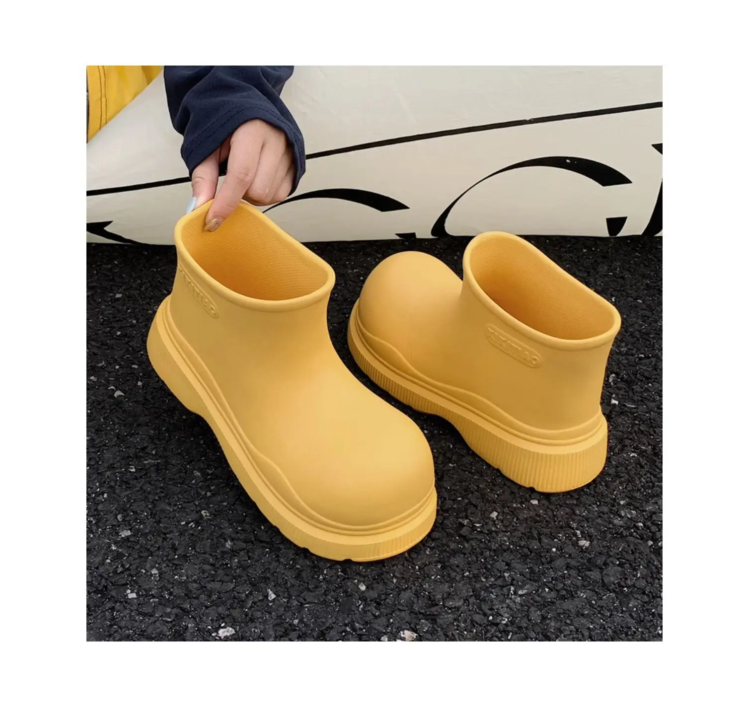 Rubber Boots For Women Waterproof Boots Short Barrel Loose Water Shoes Thick Bottom Ankle Women's Rain Boots