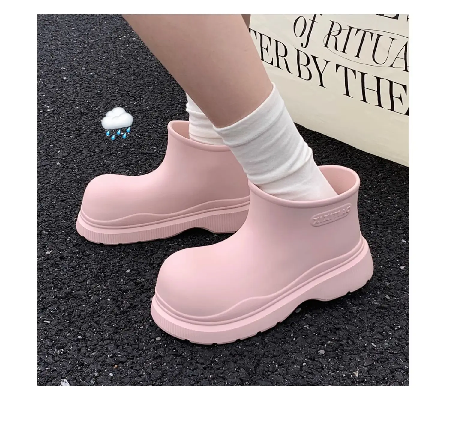 Rubber Boots For Women Waterproof Boots Short Barrel Loose Water Shoes Thick Bottom Ankle Women's Rain Boots